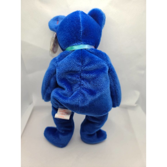 TY 1999 CLUBBY the ROYAL BLUE BEAR BEANIE - Picture 3 of 10